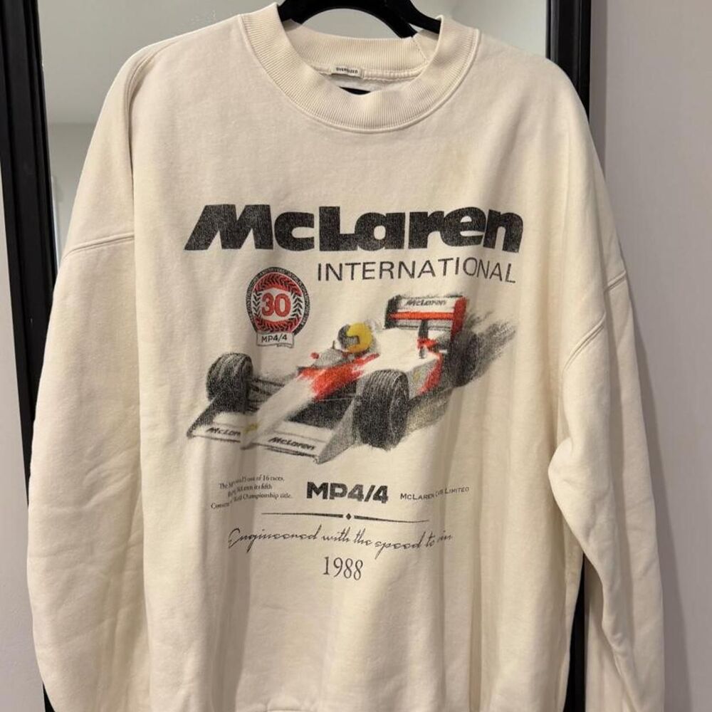 Mclaren Men's White and Cream Sweatshirt
